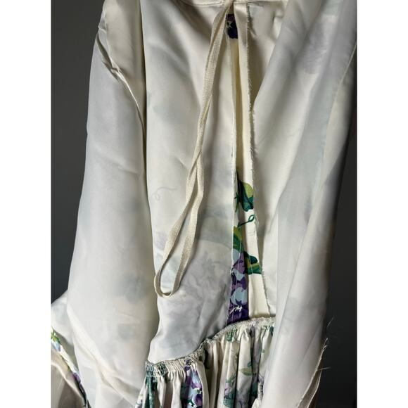 Vintage 80s / 90s Puff Sleeve Maxi Dress Laura Ashley Style // Size Medium - Picture 6 of 8